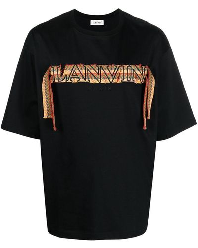 Lanvin Cotton T-shirt With Embroidered Logo - Black