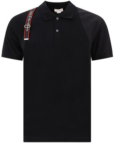 Alexander McQueen Harness Cotton Polo Shirt - Black