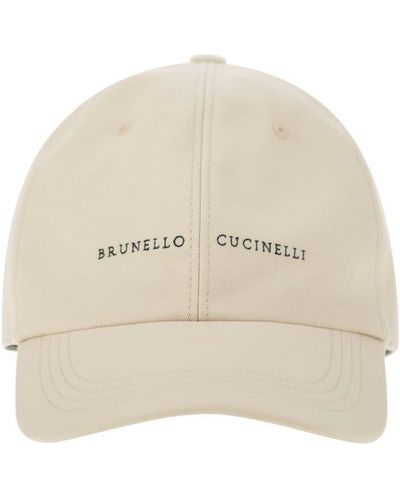 Brunello Cucinelli Baseball Cap With Embroidery - Natural