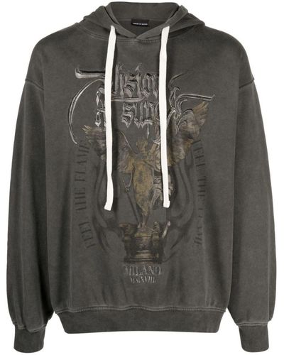 Vision Of Super Stonewash Hoodie With Rock Mather Graphic - Black