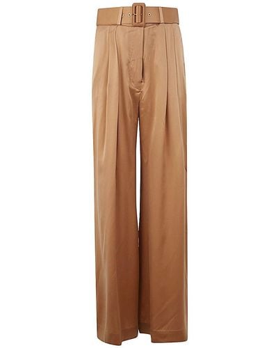 Zimmermann Silk Tuck Pant Clothing - Brown