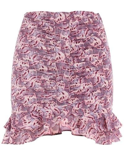 Isabel Marant Milendi Gathered Mini Skirt With Ruuffles - Pink
