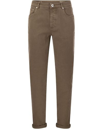Brunello Cucinelli Five-pocket Traditional Fit Pants In Light Comfort-dyed Denim - Brown