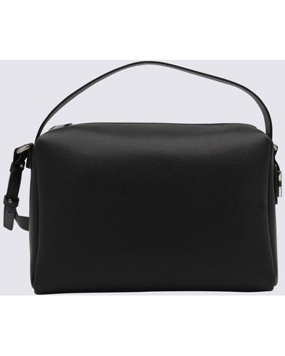 Hogan Black Leather Maxi Camera H Top Handle Bag