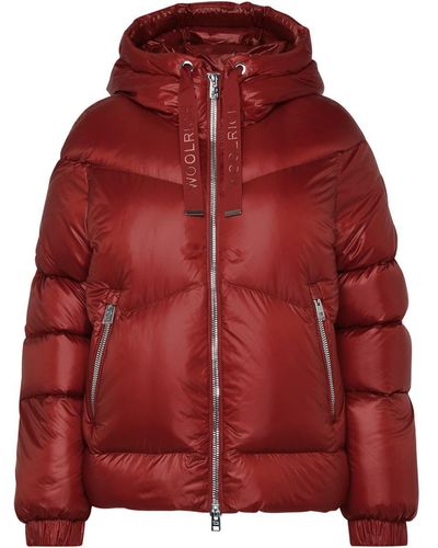 Woolrich Drawstring Hooded Puffer Jacket - Red