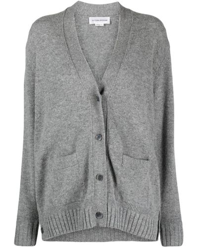 Victoria Beckham Fine-knit Wool Cardigan - Gray