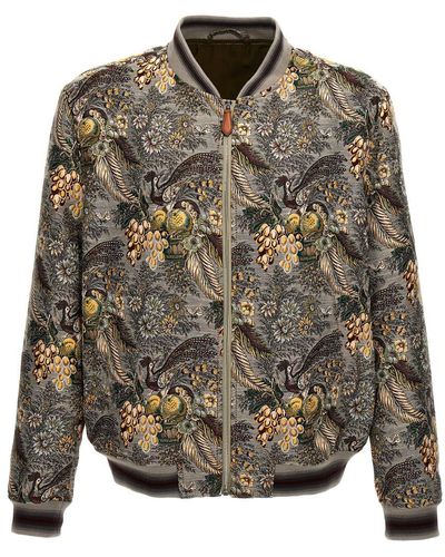 Etro Paisley Casual Jackets, Parka - Gray