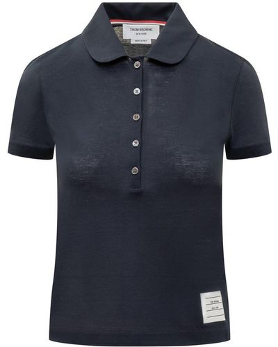 Thom Browne Polo Shirt With Logo - Blue