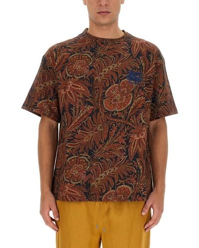 Etro Floral Print T-Shirt - Brown