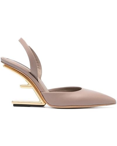 Fendi First Leather Slingback Pumps - White