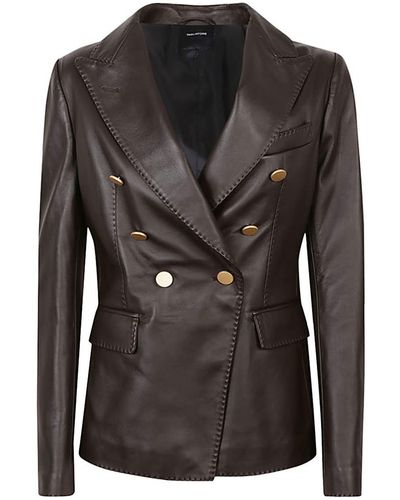 Tagliatore Double-breasted Leather Jacket - Black