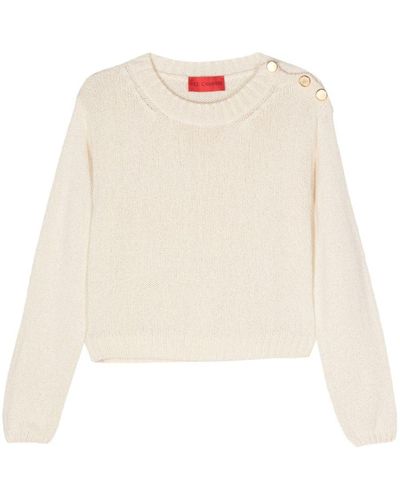 Wild Cashmere Silk Blend Sweater With Metal Buttons - Natural