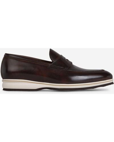 Bontoni Constrast Sole Leather Loafers - White
