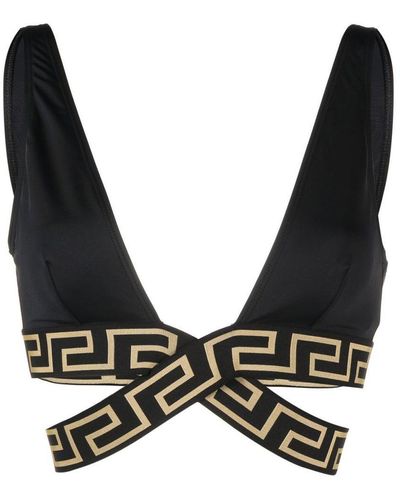 Versace Greca Border Bikini Top - Black