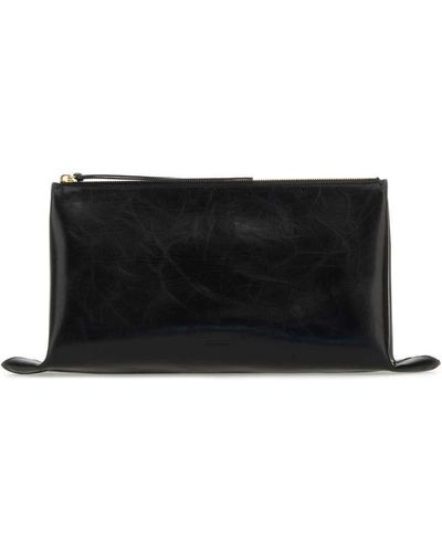 UhfmrShops, Jil Sander ruched leather clutch bag