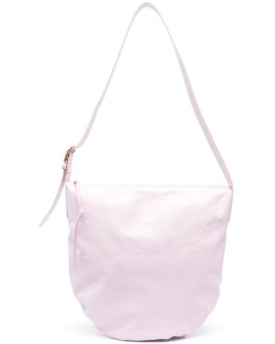Jil Sander Medium Crinkled Leather Shoulder Bag - Pink