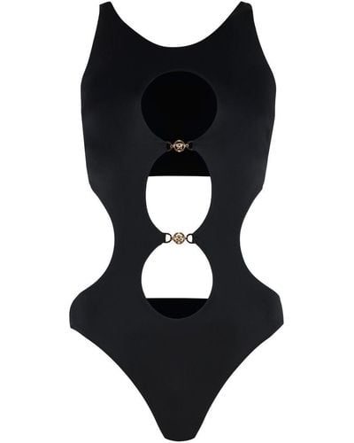 Versace Greca Border Scoop-neck Swimsuit - Black