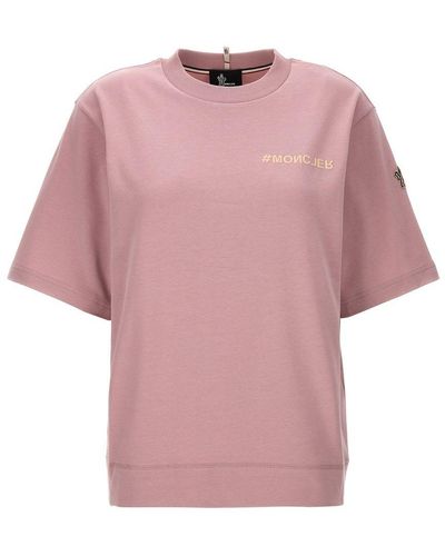 Moncler Logo Print T-Shirt - Pink