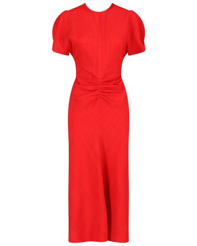 Victoria Beckham Draped Midi Dress - Red