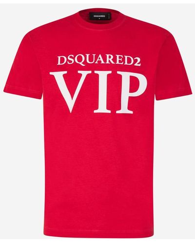 DSquared² Printed Cotton T-Shirt - Red