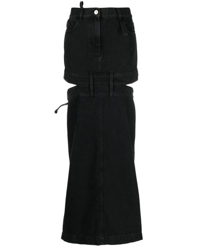 The Attico Midi Denim Skirt - Black