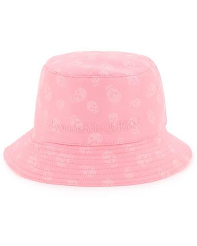 Alexander McQueen Pink Bucket Hat With Skull Pattern