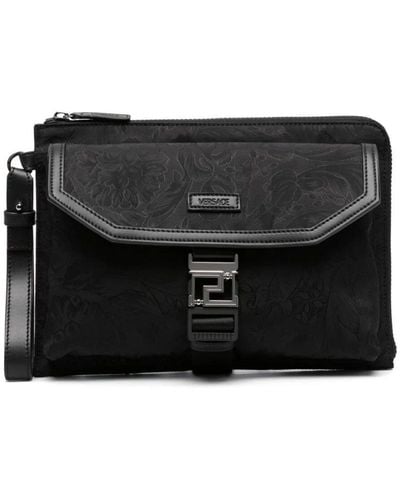Versace Patterned Jacquard Clutch Bag - Black