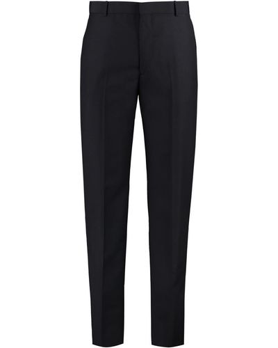 Alexander McQueen Wool Blend Tailored Pants - Blue