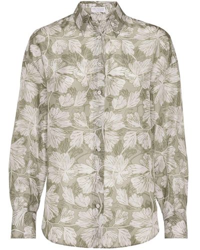 Brunello Cucinelli Shirt With Print - Gray