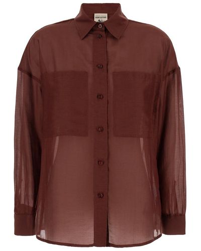 Semicouture Shirt With Pockets - Brown