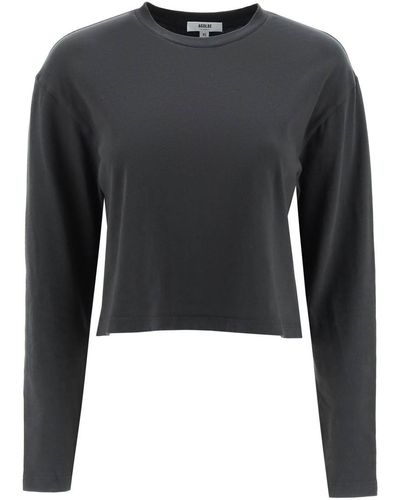 Agolde 'mason' Long Sleeve Cropped T-shirt - Black