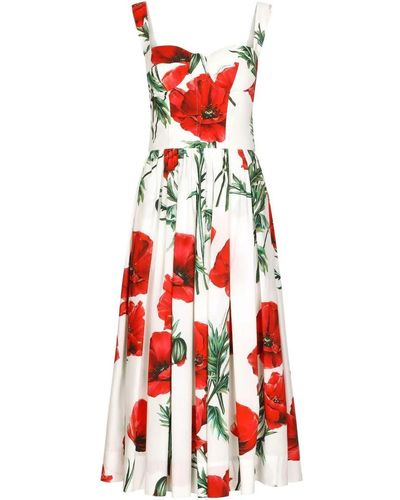 Dolce & Gabbana Floral-print Midi Dress - Red