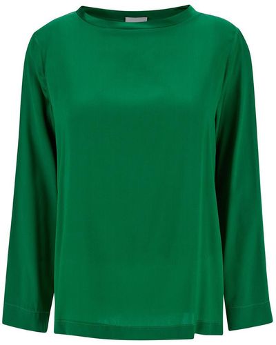 Plain Long-Sleeved Blouse - Green