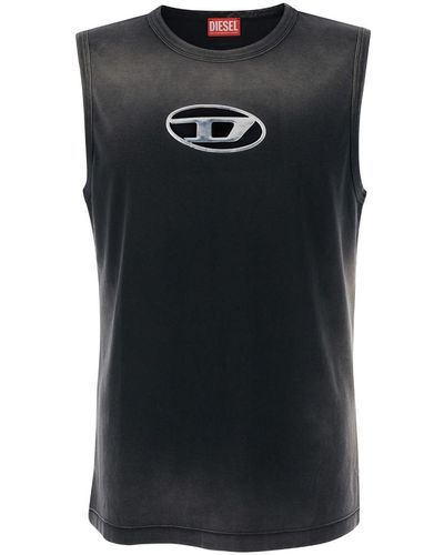 DIESEL Tank Top With Dlogo Cut-Out - Black