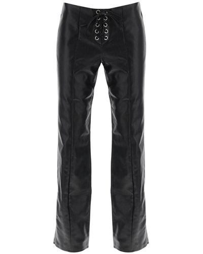 ROTATE BIRGER CHRISTENSEN Straight Cut Trousers In Faux Leather - Black