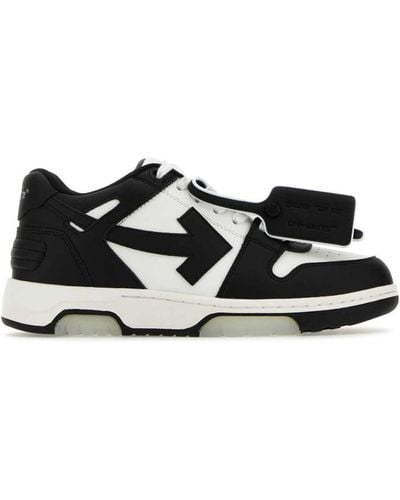 Off-White c/o Virgil Abloh Out Of Office Logo-embroidered Leather Low-top Trainers 7. - Black