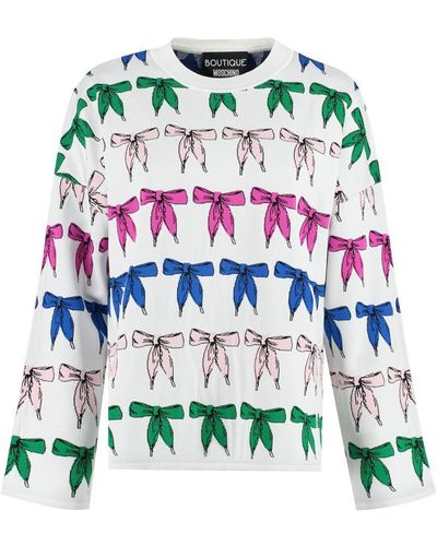 Boutique Moschino Jacquard Crew-neck Sweater - White