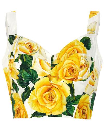 Dolce & Gabbana 'Rose Gialle' Bustier Top - Yellow