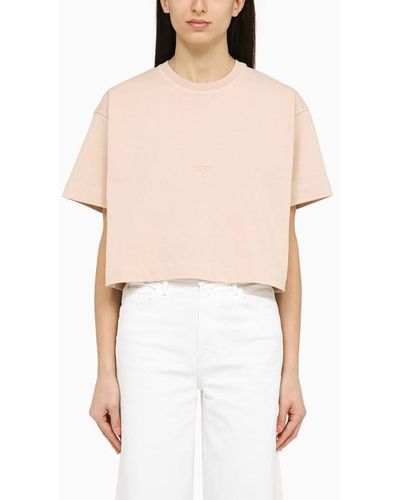 Autry Peony Rose Cotton Cropped T Shirt - Natural