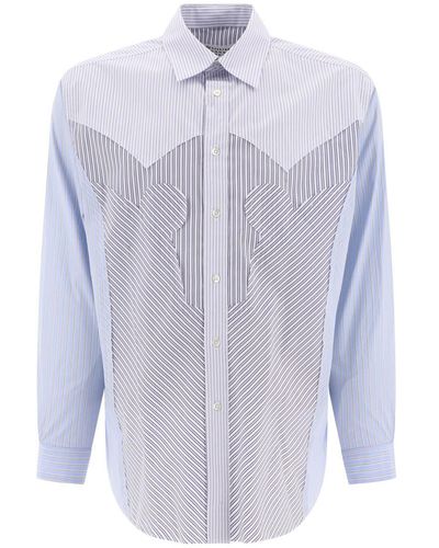 Maison Margiela Yoke Stripe Cotton Shirt - Blue