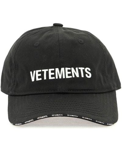 Vetements Baseball Cap With Embroidered Logo - Black