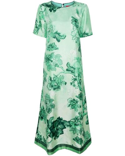 F.R.S For Restless Sleepers Printed Silk Long Dress - Green