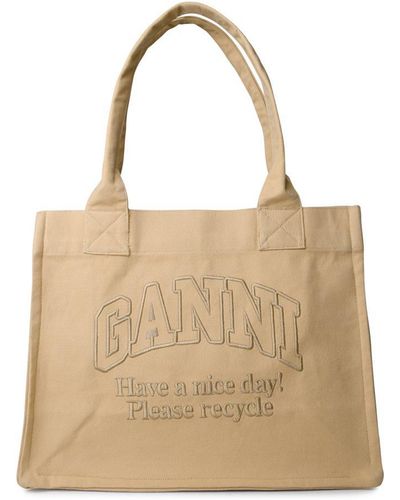 Ganni 'easy' Cream Recycled Cotton Shopping Bag - Natural