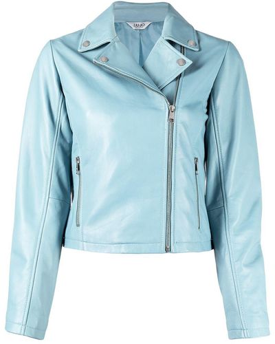 Liu Jo Zip-up Leather Jacket - Blue