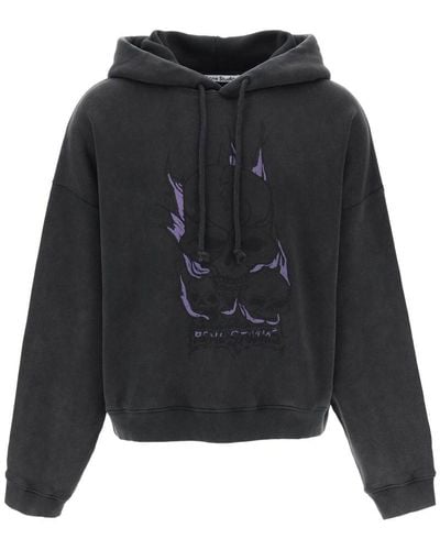 Acne Studios Hooded Sweatshirt With Graphic Print - Black