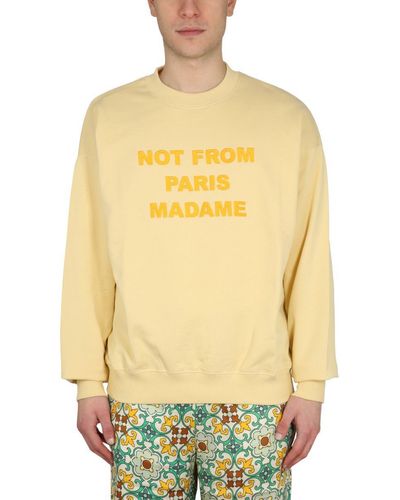 Drole de Monsieur Slogan Sweatshirt - Yellow