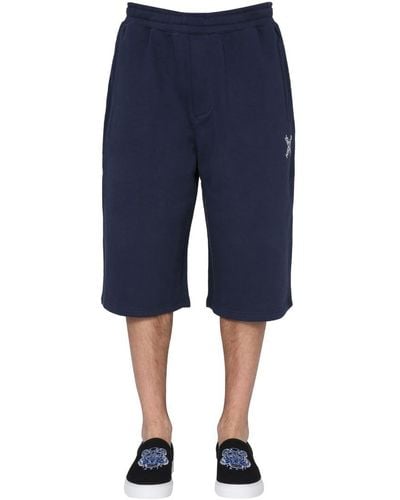 KENZO Cotton Sweatshirt Shorts - Blue
