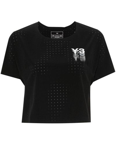 Y-3 Logo-printed Cropped T-shirt - Black
