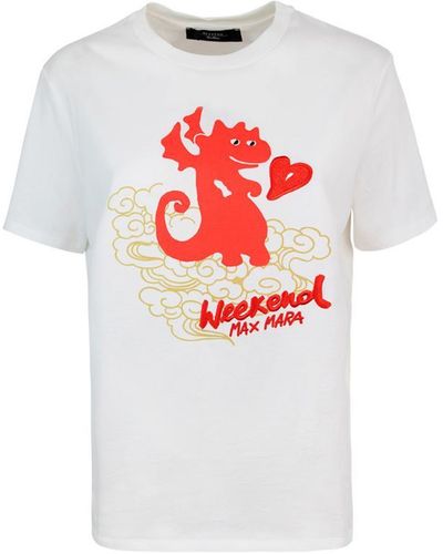 Weekend by Maxmara Logo Embroidered Crewneck T-shirt - White