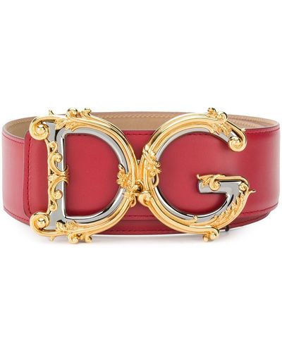 Dolce & Gabbana Embellished Dg Buckle Belt - Pink